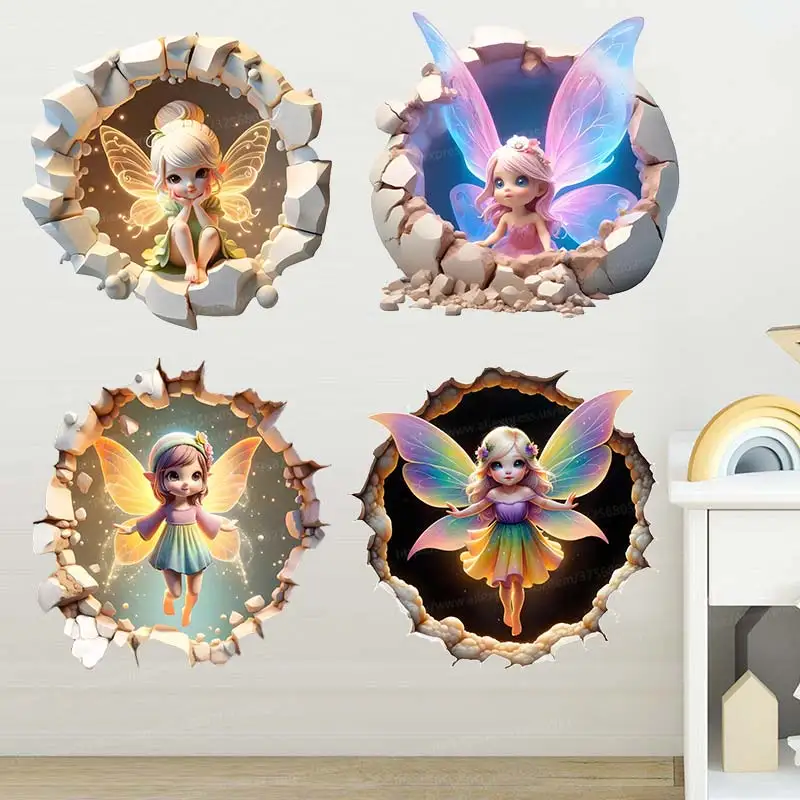 Fairy Butterfly Wall Sticker Baby Kids Room Decoration Mural Self-adhesive Bedroom Home Wallpaper Nursery Decor Decals S418