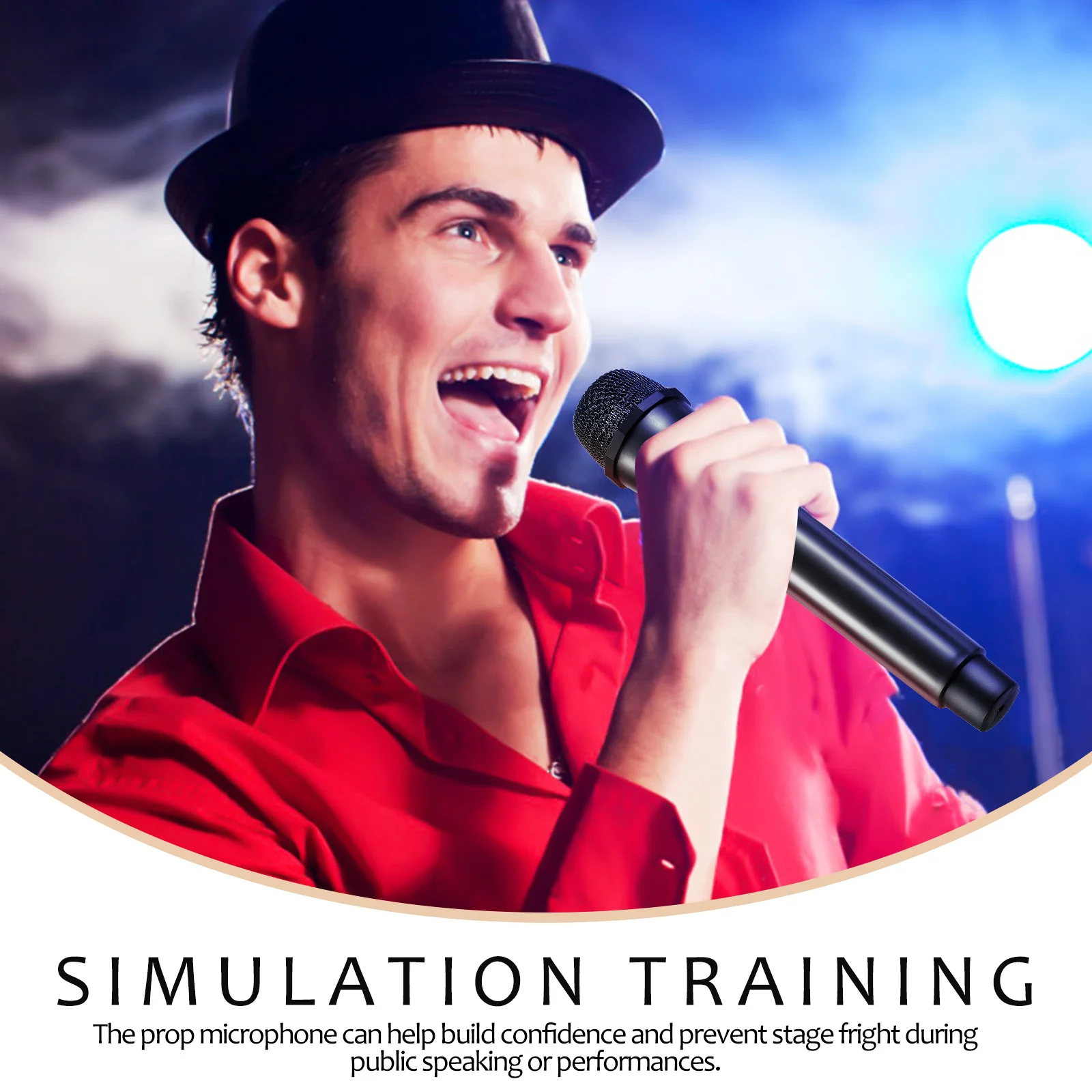 

1 Large Black Microphone Props Realistic Design Lightweight Portable Simulation Training Stage Performance Plastic Toy