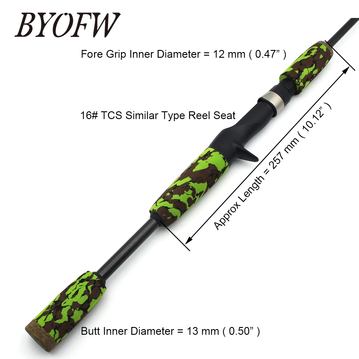 Imagem -02 - Byofw-fundição Verde Camuflagem Pesca Rod Handle Split Eva Grip Reparo Tcs tipo Similar Reel Assento de Substituição do Edifício Set