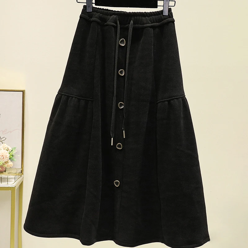 تنورة نسائية بلون سادة بتصميم بسيط للترفيه اليومي تنانير على شكل حرف a لشتاء 2025 تنورة عصرية عالية الخصر #3