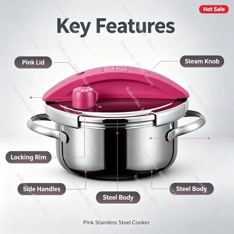 Explosion Proof 316Stainless Steel Small Pressure Cooker Household Use For Gas And Induction Cooker