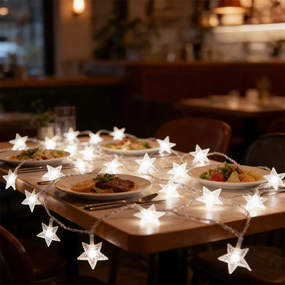 

Christmas LED String Lights Outdoor Star Chain Lights Garland Lights Bulb Fairy Lights Party Home Wedding Garden Bedroom Decor