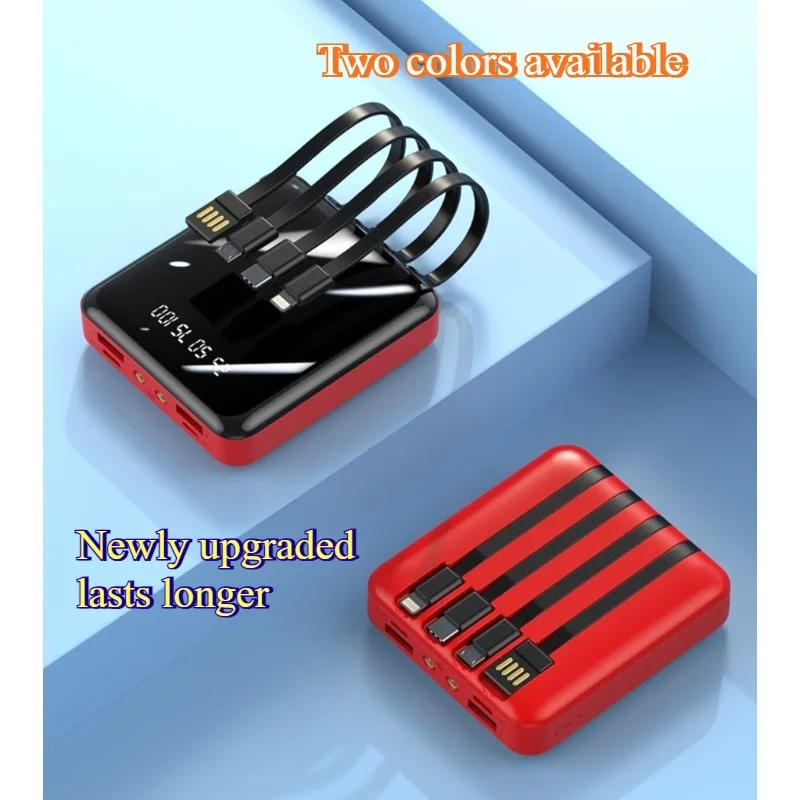 New Mini Built-in Line Large Capacity Power Bank 20000mAh Fast Charging Mobile Power Supply