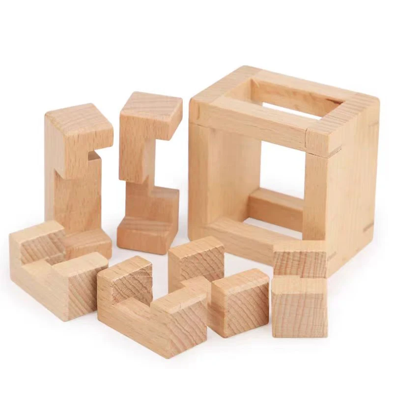 Pädagogisches Entwirrungsspielzeug, ineinandergreifender Puzzle-Würfel, hölzerner Denkaufgabe für Erwachsene und Kinder, IQ-Testspiele, kreative Geschenke