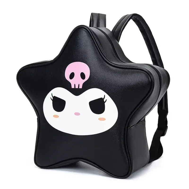 Kuromi HelloKitty Japanese Kawaii Creative Five-pointed Star Large-capacity PU Backpack Y2k Sweet Hot Girl Style Backpack