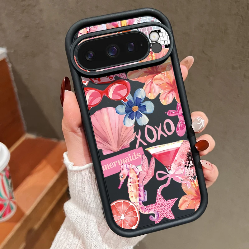 Shell Blumen Drucken Silikon Telefon Fall Für Google Pixel 9 10 Pro XL 10 9 8 Pro 9A 8A 7A stoßfest Soft Cover Für Pixel 7 8 Pro