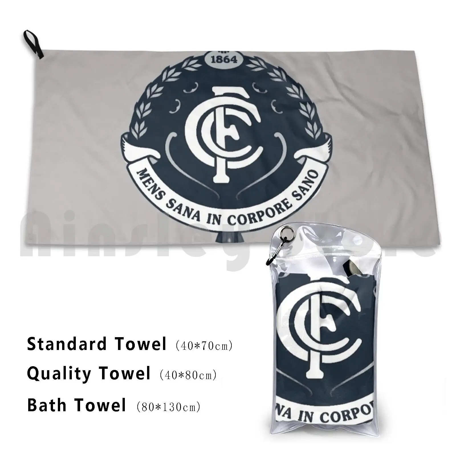 Towel Mens Sana In Corpore Sano 2410 1864 Carlton 1864 Football Club Afl Aussie