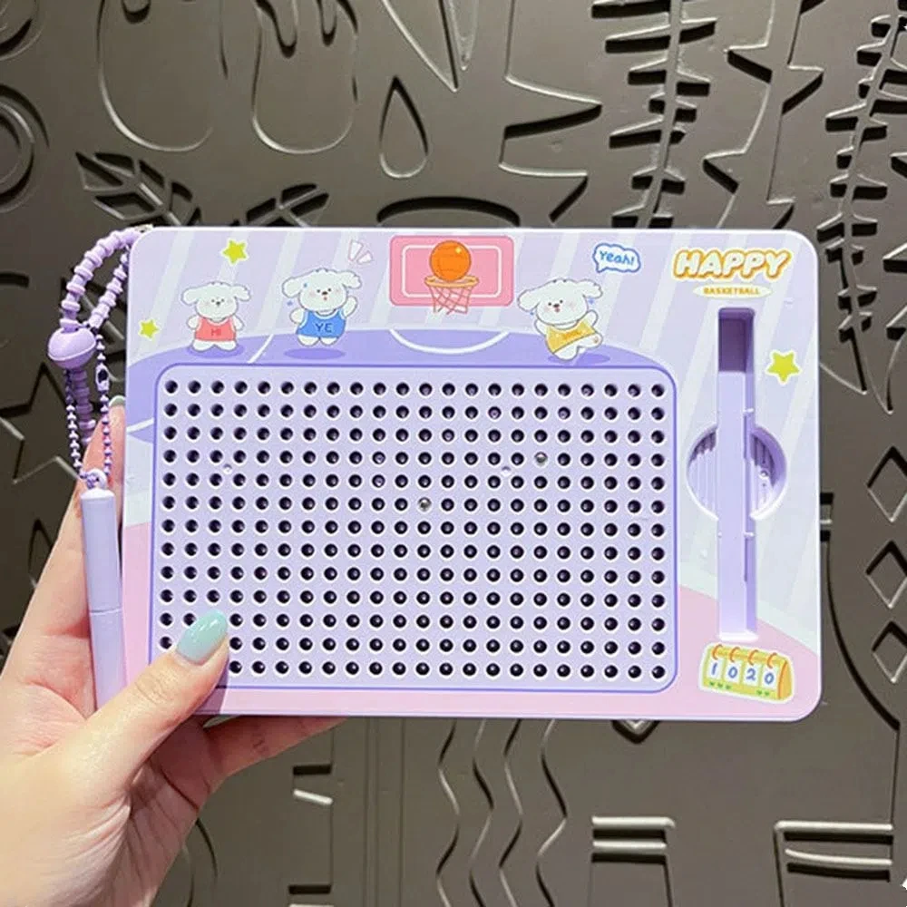 

Magnetic Toy Steel Ball Drawing Board Cartoon Puzzle Writing Pad Bag Pendant Fun Sketch Pad Doodle Board Keychain for Backpack