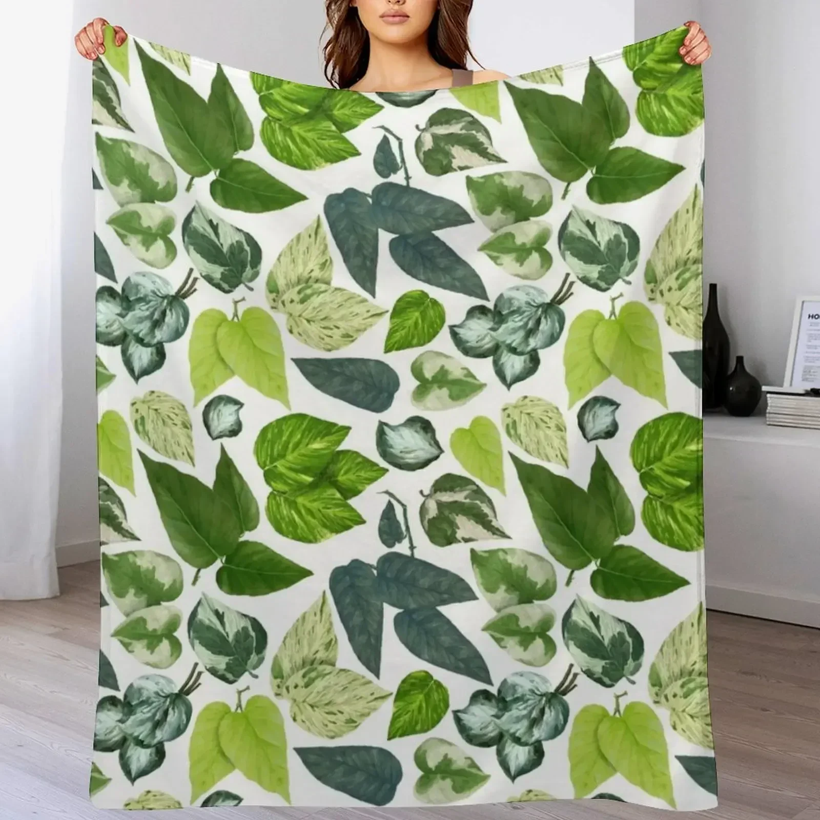 

Pothos Leaves Family ThrowComforter Blankets