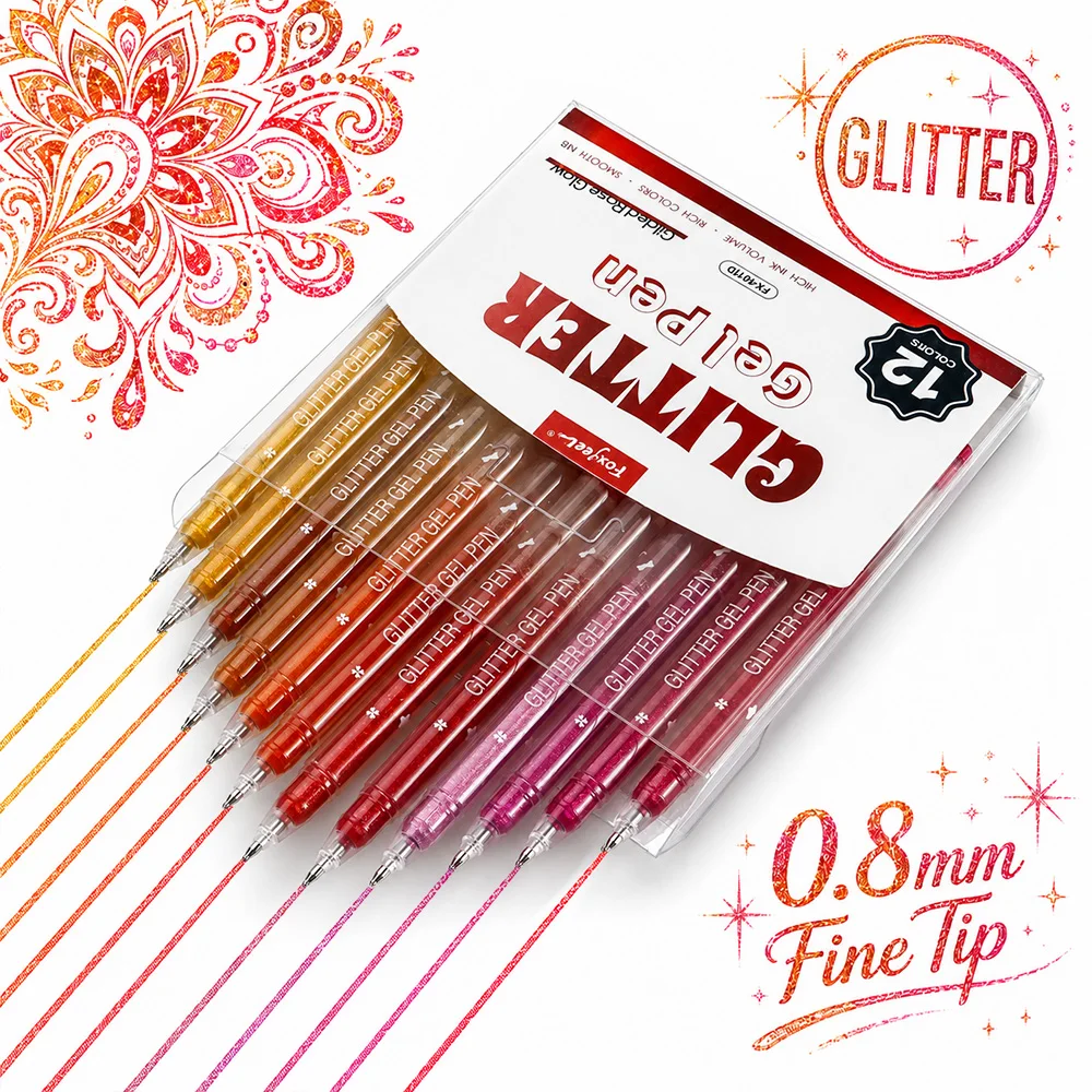 Illustration Marker Set - 12 個グリッターゲルペンマーカーセット 0.88 ミリメートルアウトラインペイントペンイラストスケッチマーキング落書き装飾工芸品 DIY アート用品