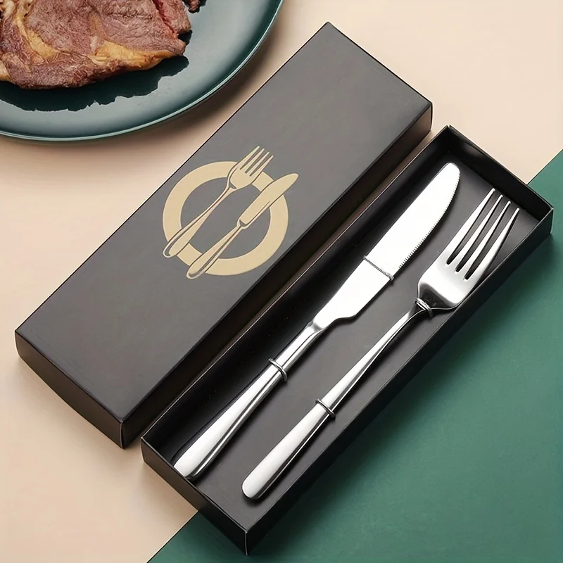 PLYS Silverware Set with Steak Knife and Dinner Fork Flatware Set Tableware Cutlery Set Mirror-Finish Dishwasher Safe