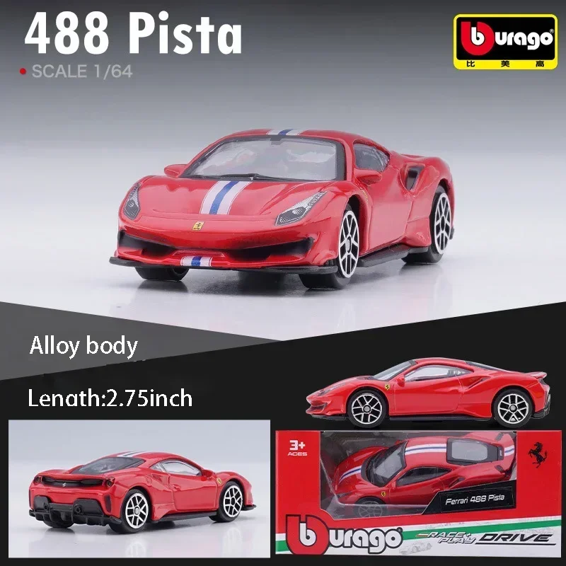 Burago 1:64 ferrari série sf90 488p roma f430 f12 liga modelo de carro brinquedos das crianças presente do feriado coleção modelo de carro atacado