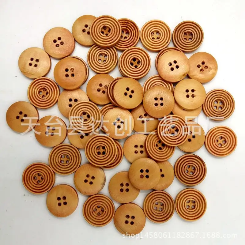 15/20/25 mm four-eye light coffee spiral wood buttons DIY/handmade decorative wood buttons 100 pcs a pack