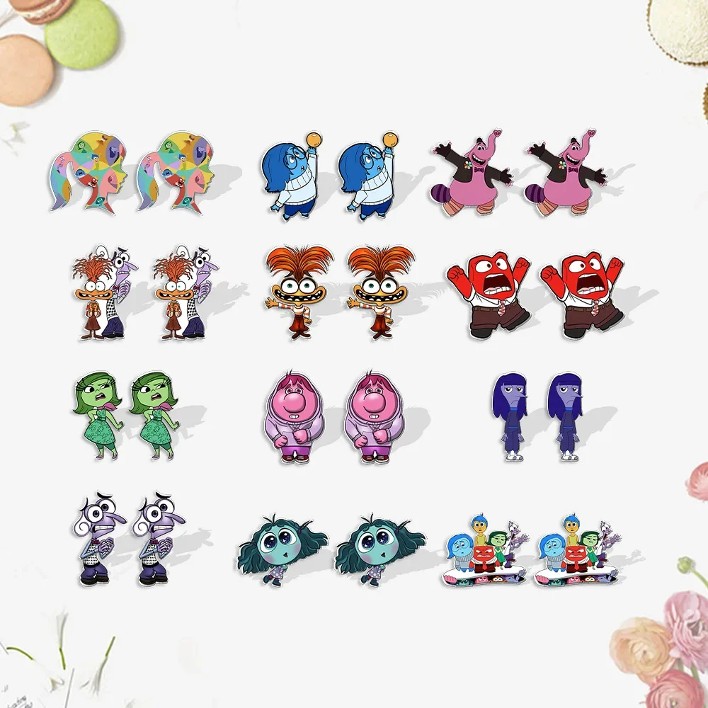 34 Styles Disney Inside Out 2 Earrings Girls New Anime Kawaii Cute Inside Out Series Envy Sadness Fashion Jewelry Stud Earrings