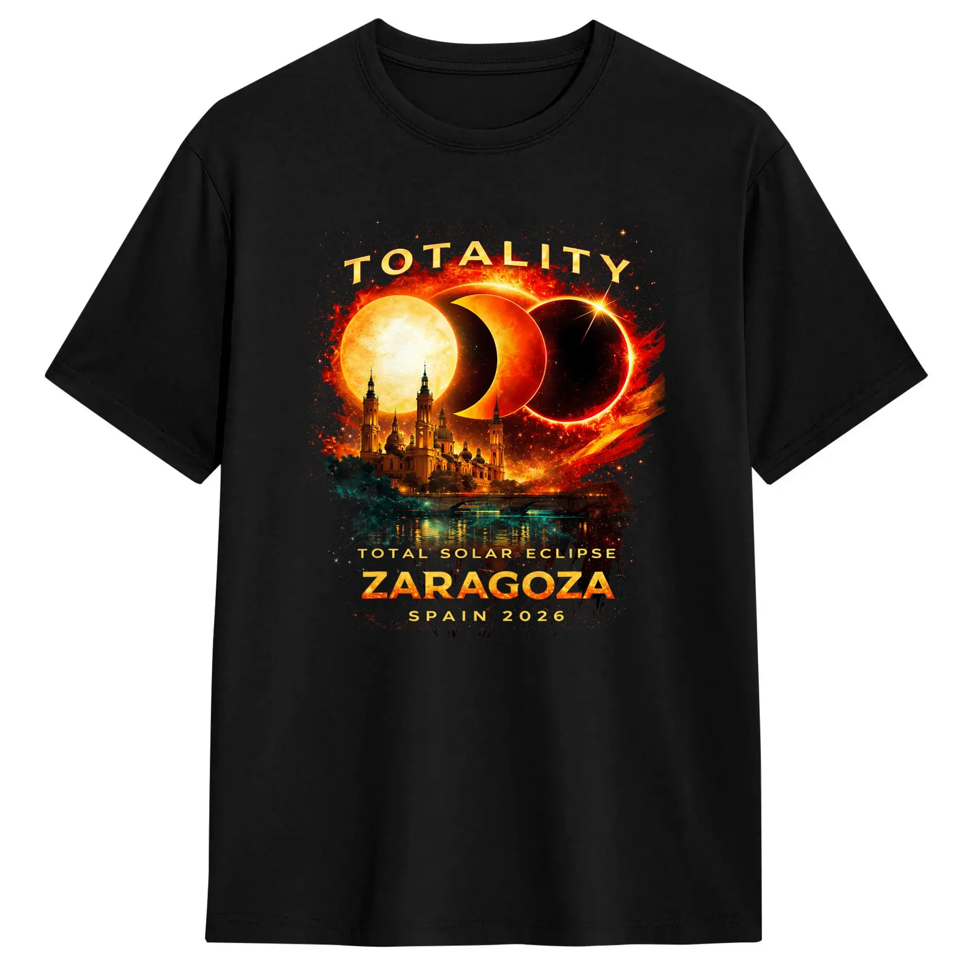Spain Solar Eclipse 2026 Enjoy The Totality August 12 2026 Cotton T Shirt for Men and Women Beach Awesome T-Shirt Hipster Tees