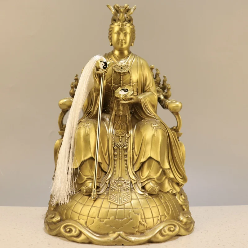 Brass Kowloon Worship Buddha Copper Coin King And Earth Mother Statue Decoration