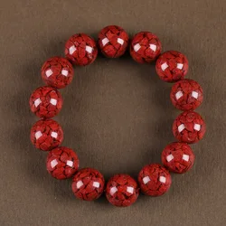 Sparkling Red Cinnabar Beads Women Bracelet Men Personalized Stylish Trendy Jewelry For Everyday Wear Couple Gifts