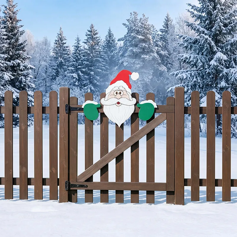 Christmas Fence Decoration, Santa, Snowman and Reindeer Peeker Yard Ornament for Outdoor Garden Gate, Wall and Holiday Display view 5