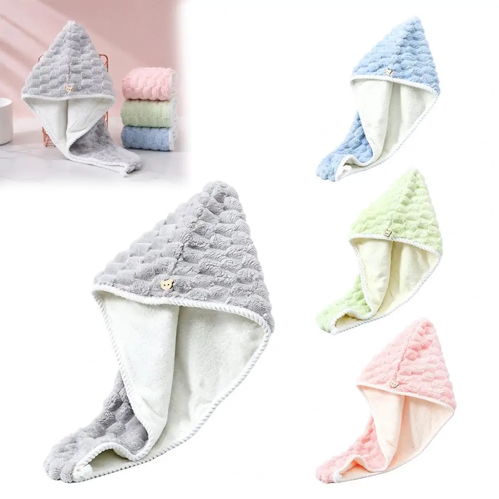 Quick Dry Hair Wrap Microfiber Hair Towel Wrap for Women Quick Dry Hair Turban with Button Absorbent Anti-frizz Drying for Curly