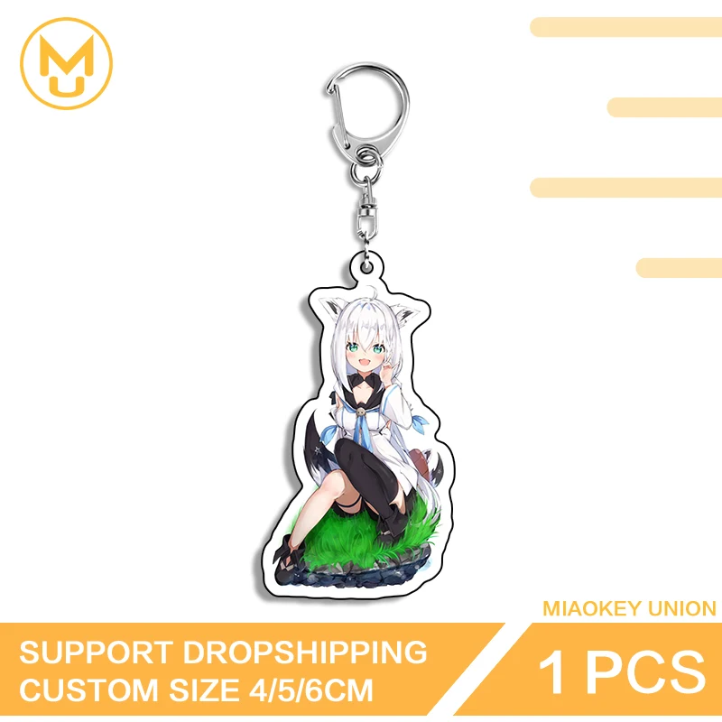 Kawaii Furry Shirakami Fubuki Vtuber Key Chains Unique Daily Wear Pendant Accessories For Backpack Clothes Hat Jewelry Gifts