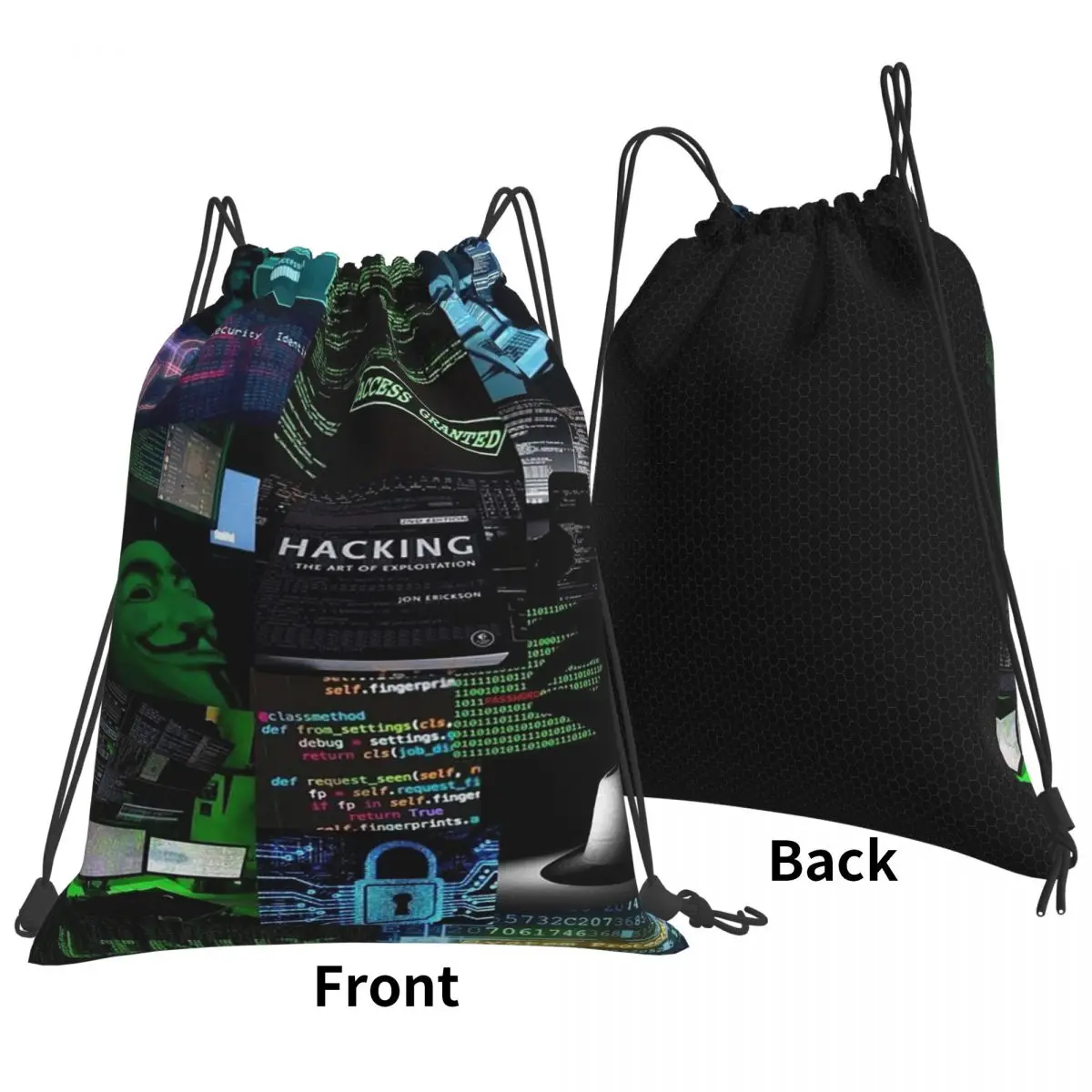 Hacker Code Binary Code Geek Science Computer Backpacks Fashion Drawstring Bags Sundries Bag Book Bags for Man Woman School