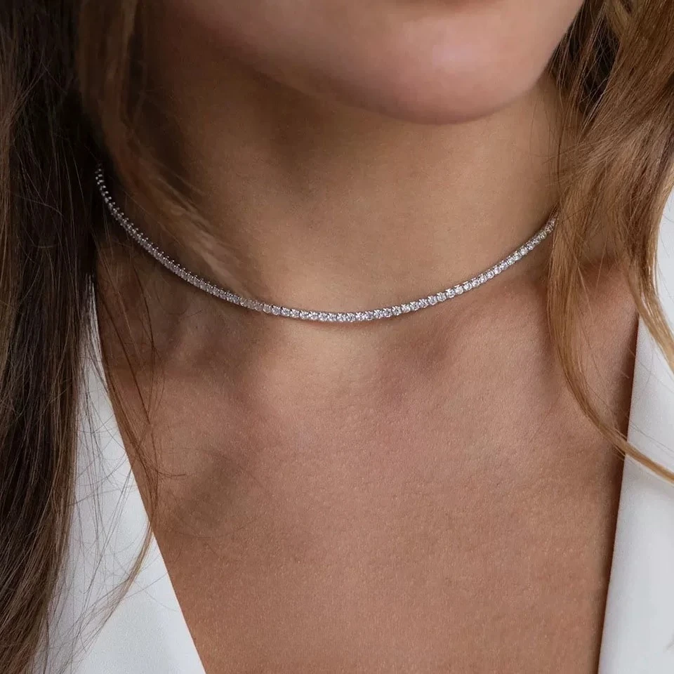 

Cultivate diamond starry sky tennis necklace 925 pure silver high-end feeling diamond collarbone chain K gold bracelet recommendation