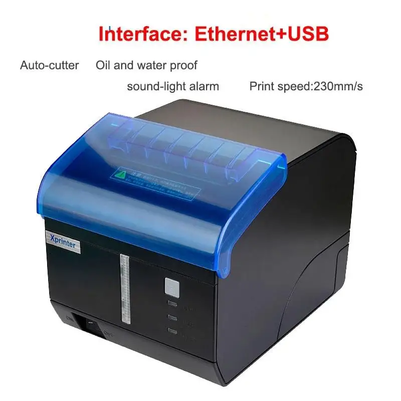 Top 80mm Thermal Receipt Printer Kitchen Printer USB+Ethernet/WIFI /Bluetooth /Sound And Light Alarm POS Printer XP-C260M