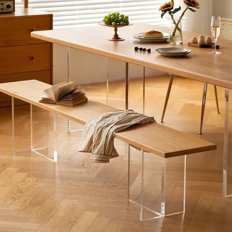 

Acrylic solid wood dining table bench suspension doorhousehold chair into the living room simple wear shoes long bench