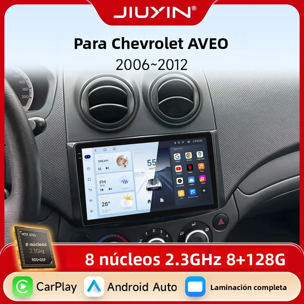 JIUYIN Android 15 para Chevrolet AVEO T250 2006 - 2012 radio de coche 2 din android Auto Multimedia GPS Track Carplay 2din DVD estéreo