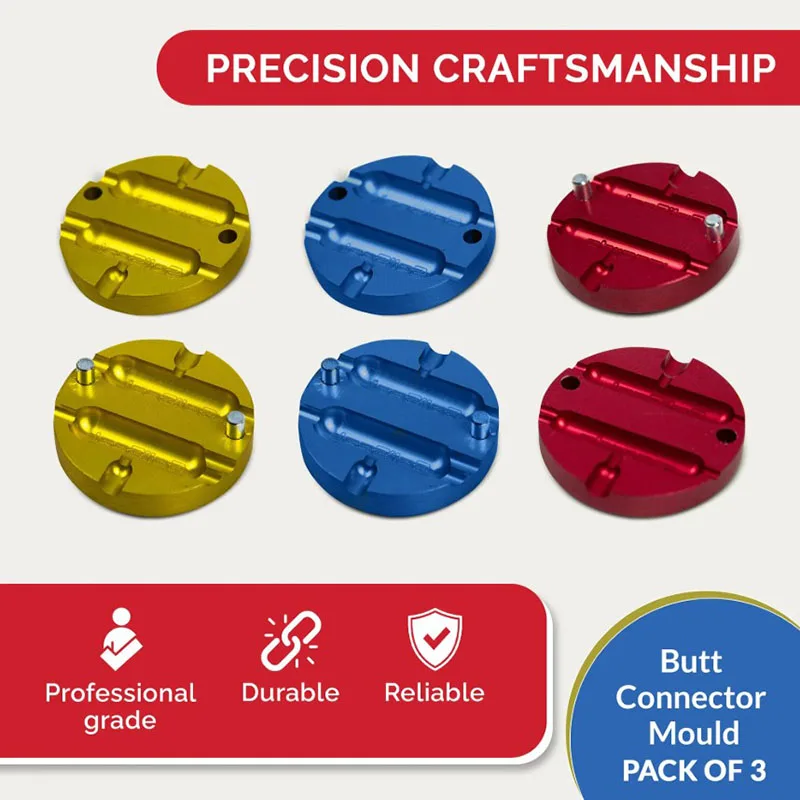 3-Pack Dual Cavity Electrician Wiring Injection Water Proof Tool 16-14 AWG Butt Connector Mould Dual Cavity Hanger