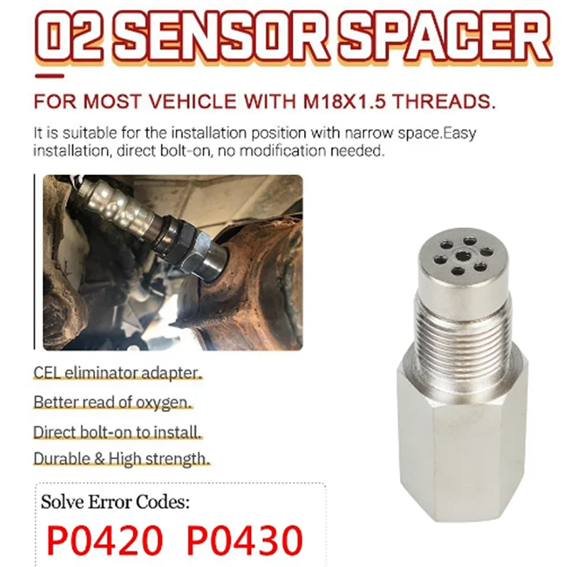 Universal 02 Bung Extension Catalytic Converter O2 Oxygen Sensor Spacer Oxygen Sensor Extender 0/90 Degree