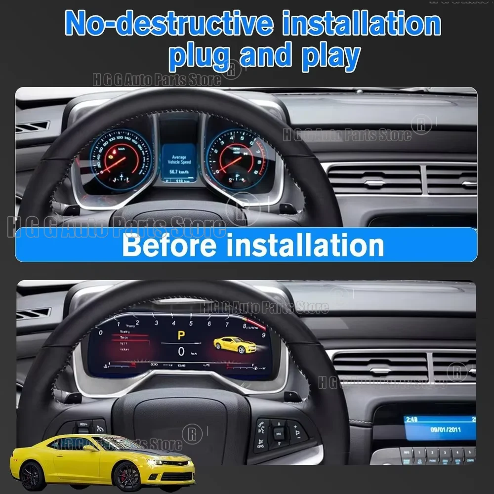 1920*720 Dashboard Instrument Car Digital Cluster Speedometer Virtual Cockpit panel center For Chevrolet Camaro 2010 2011-2015