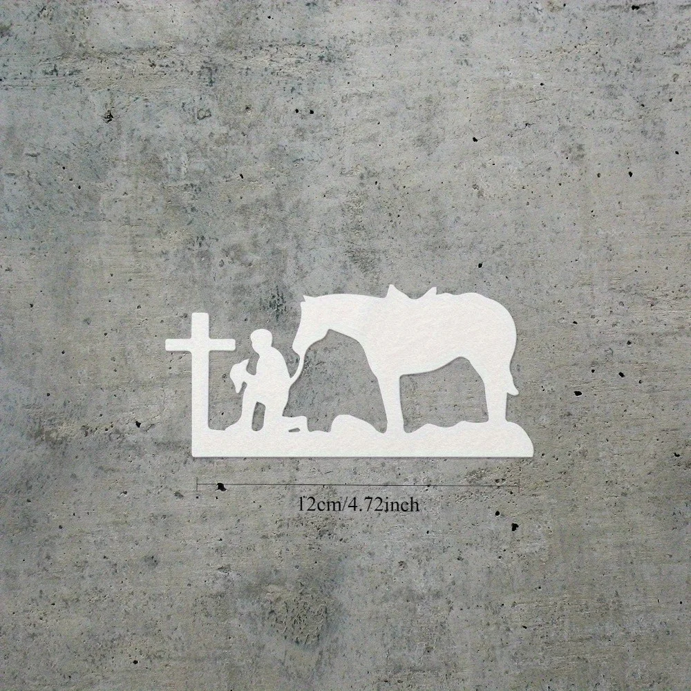 

1 шт. белая виниловая наклейка с ковбойским молитвенным крестом, водонепроницаемая, для мотоциклетного шлема, автомобильного окна, бампера