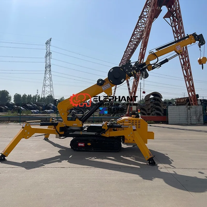 3 Ton 5 Ton Construction Spider Crane with Extended Long Arm Fly Jib, Optional Safety Man Basket for Aerial Construction Jobs