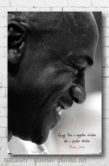 

MICHAEL JORDAN - ALWAYS POSITIVE Canvas Poster Custom Size Available Room Decoration Home Decor Wall Art