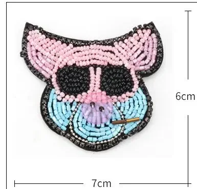Handmade Beaded Pig Head Clothing Cloth Sticker, Support To Map, Exquisite Patch Sticker, Coat Decorative Sticker