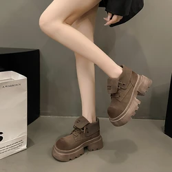 High Quality Thick Bottom Round Head Lace-up Fashion All-in-one Comfortable Non-slip Breathable Wear-resistant Women's Boots