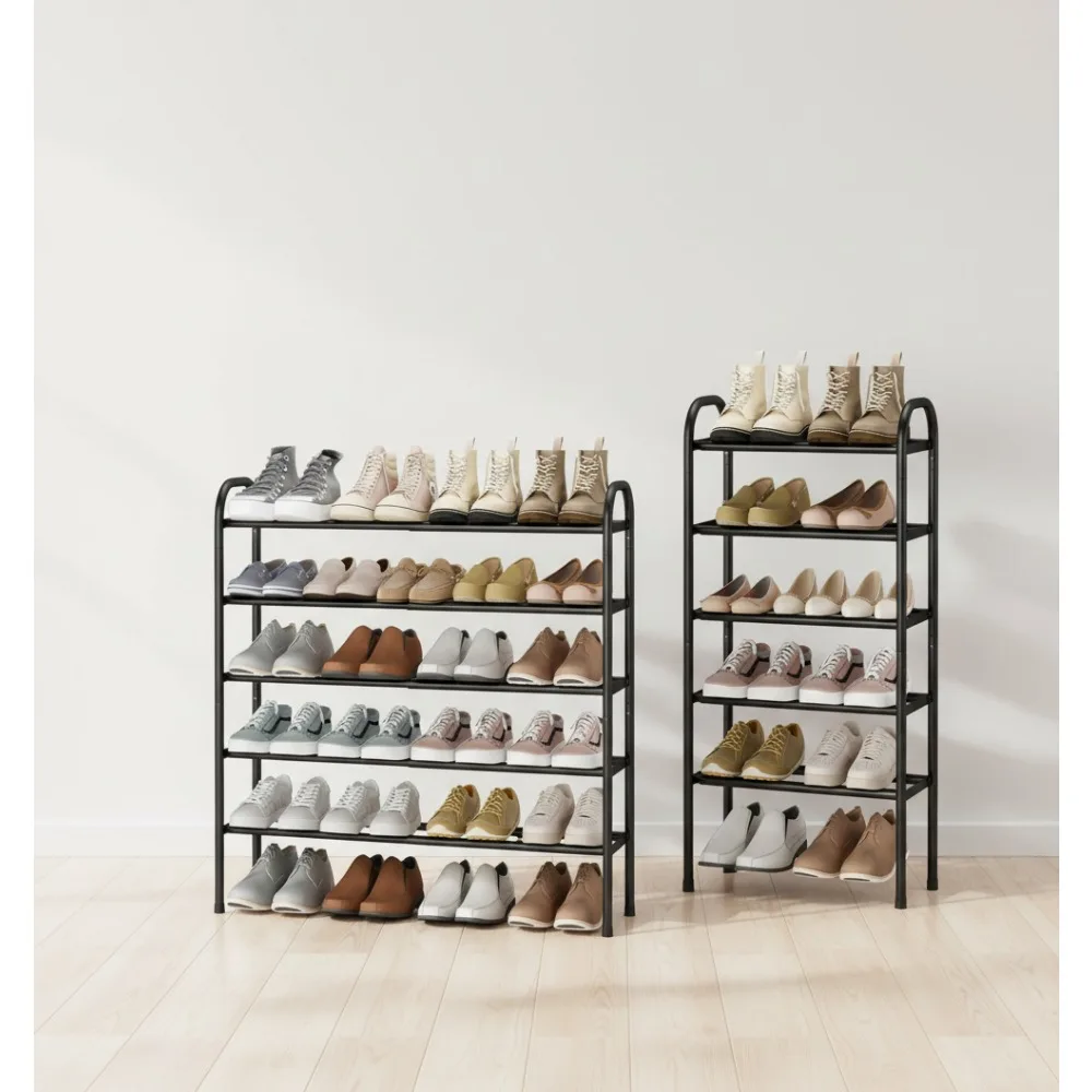 

5-Tier Expandable Metal Shoe Rack, Adjustable Storage for 24 Pairs, Space-Saving Organizer for Entryway Closet