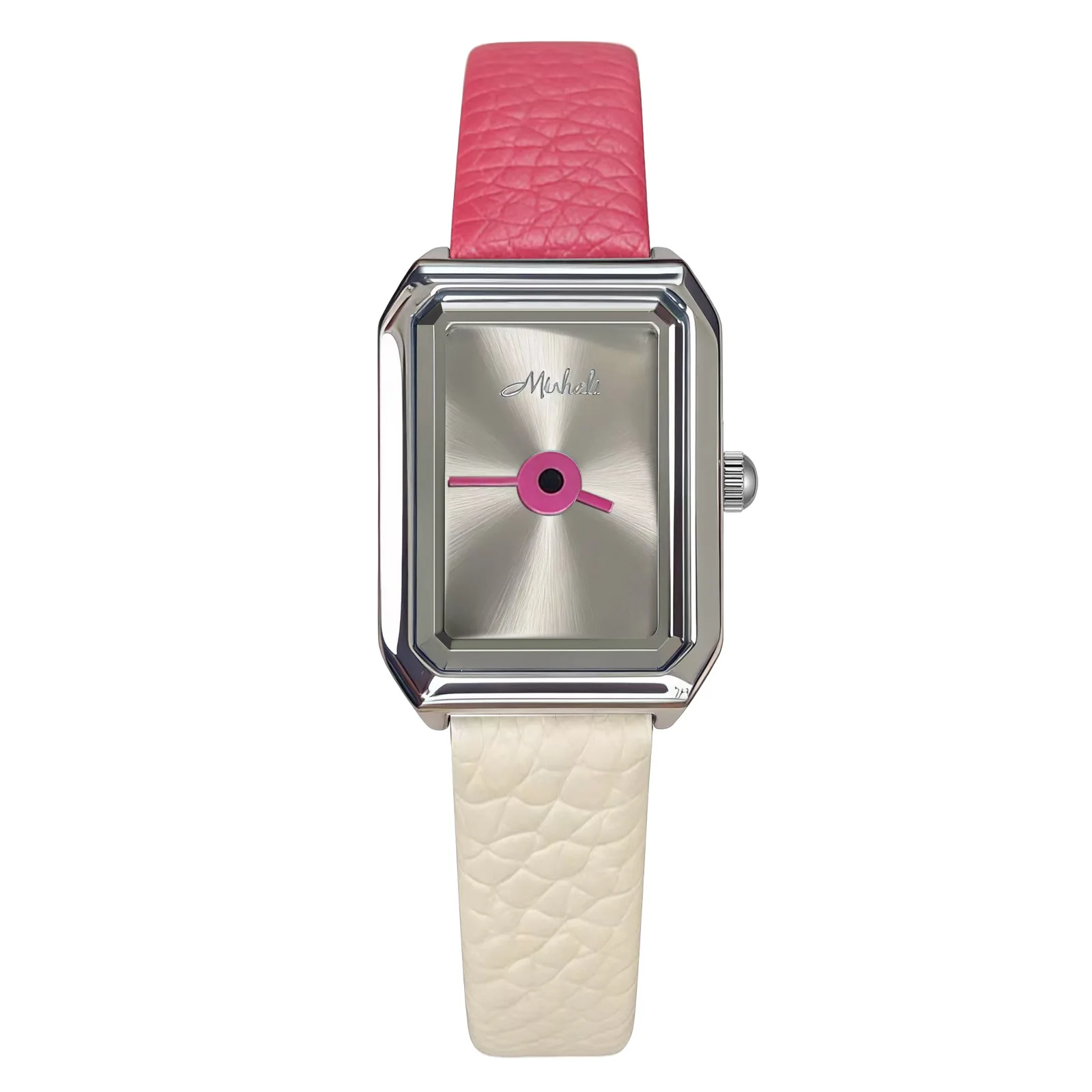 

Red and White Retro Leather Rectangular Small Dial Women's Watch, High-quality Waterproof Japanese Movement Quartz Watch