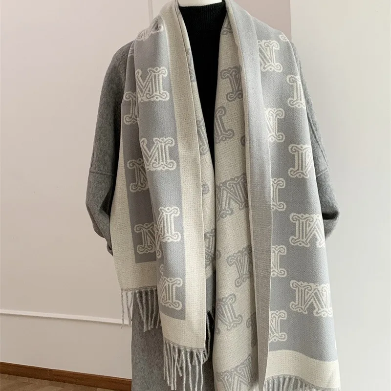 

Cloud-like Softness Scarf Wrap, Letter Print 2-in-1 Winter Shawl for Women, Double Sided Cozy & Thick, All-day Comfort