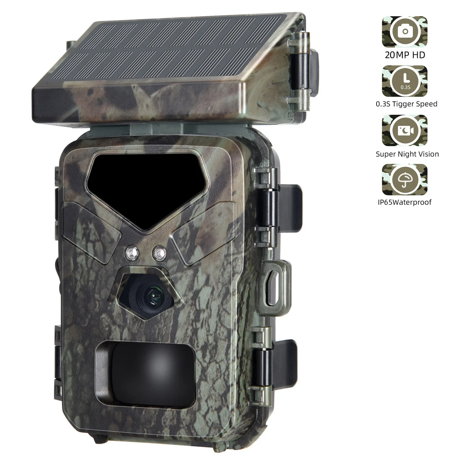 

4K Solar Wildlife Video Trail Camera Night Vision Motion Activated Waterproof Portable Garden Camera Outdoor Hunting Monitoring