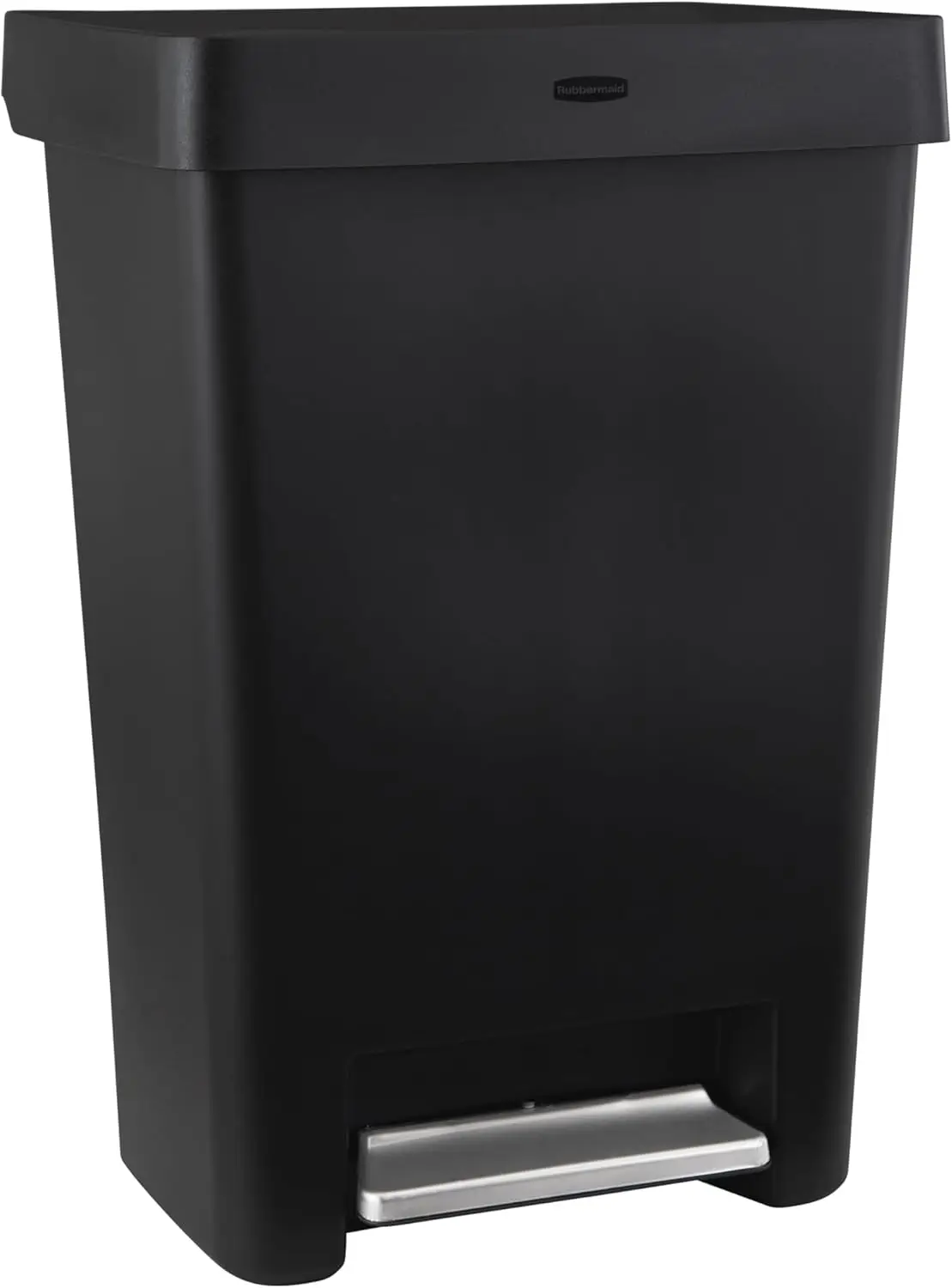 

Step-On Kitchen Trash Can with Slow-Close Lid, 12.4 Gallon Black Plastic Garbage Container for Home Kitchen Apartment Garage