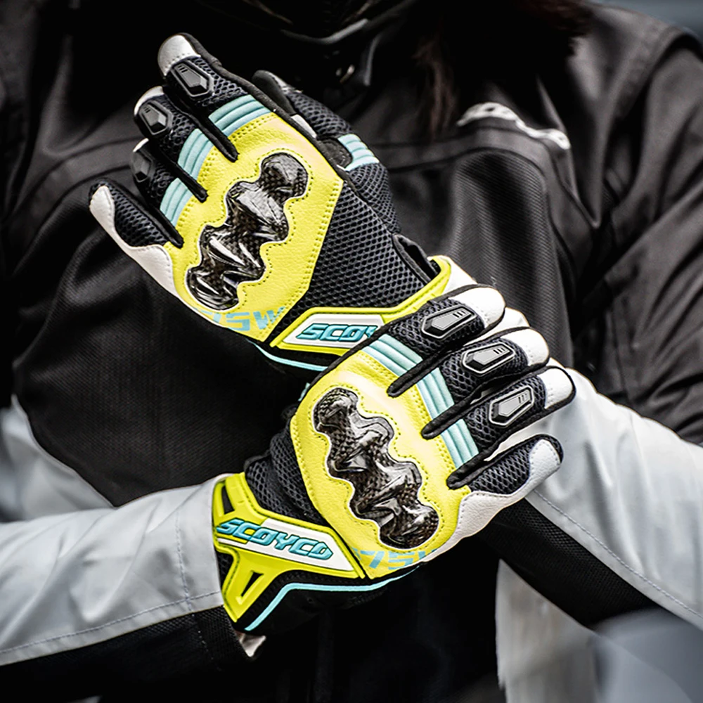 

Carbon Fibre Motorcycle Gloves Women Pink Summer Breathable Motorbike Riding Protection Gloves Moto Anti-fall Touch Screen Glove