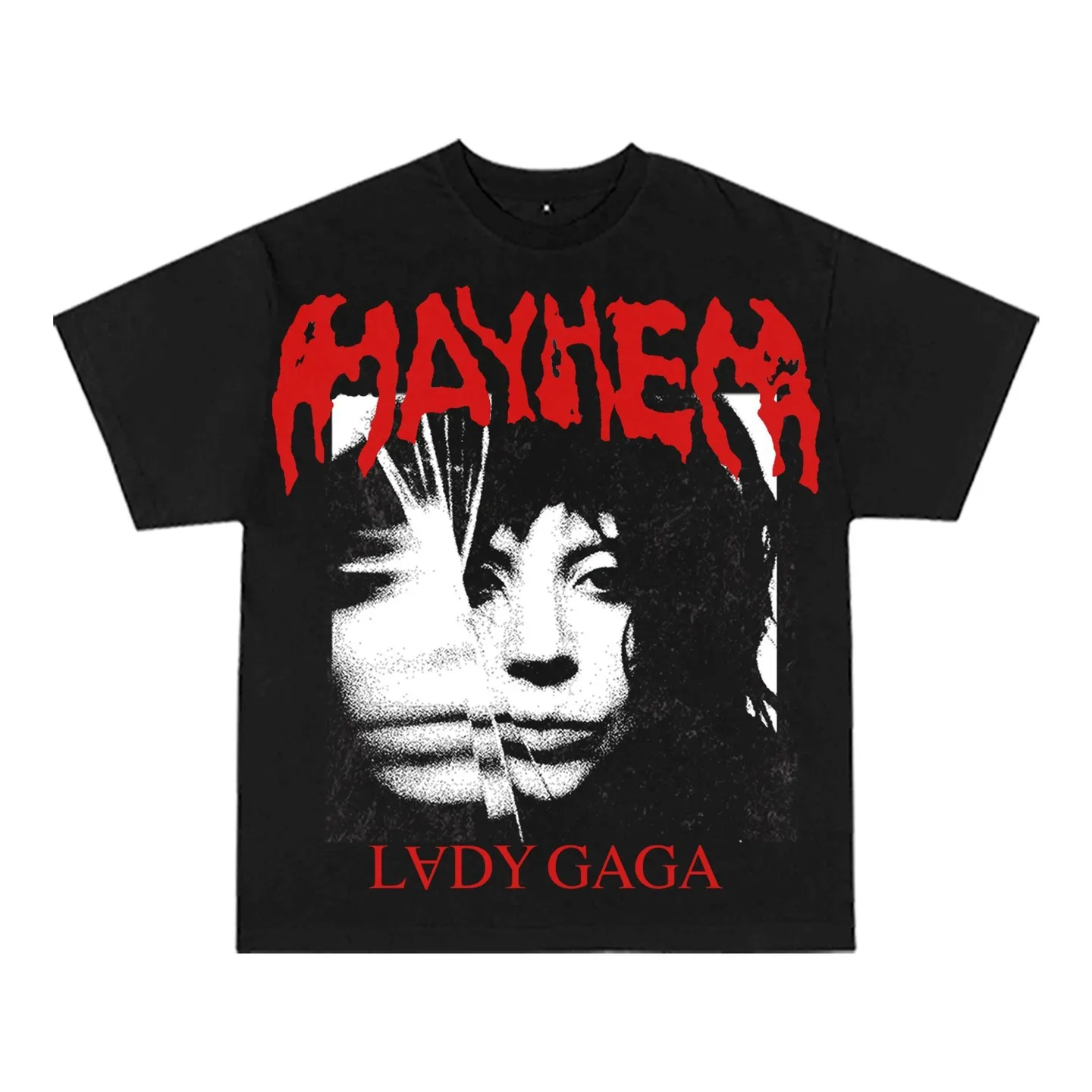 

Loose Fit Lady Gaga MAYHEM T-irt Street Sle Knitted Cotton Crew Ne ort Sve Thi Spring Summer Top