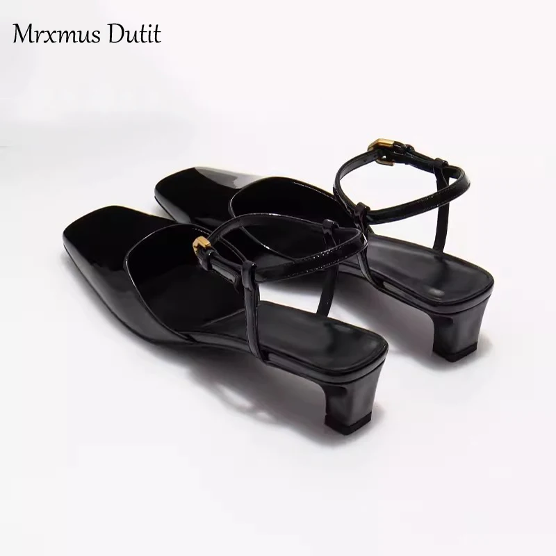 Mrxmus 2024 Summer Fashion Women New Square Head Muller Sandals Solid Elegant Casual Versatile Simple Shoes Female Chic Pumps