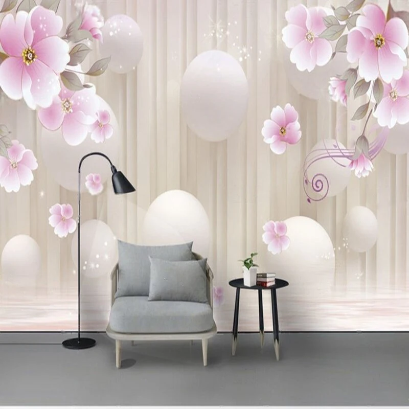 Modern and fashionable 3D stereoscopic flowers beautiful and dreamy TV luxurious home decoration background wall