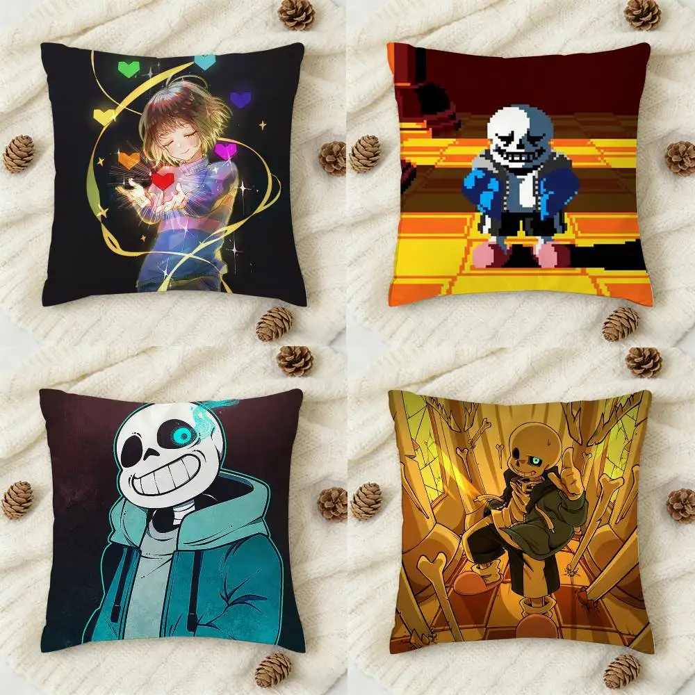 

U-Undertale Game Double-sided Printed Square Decorative Cushion Cover for Sofa Living Room Home Decor