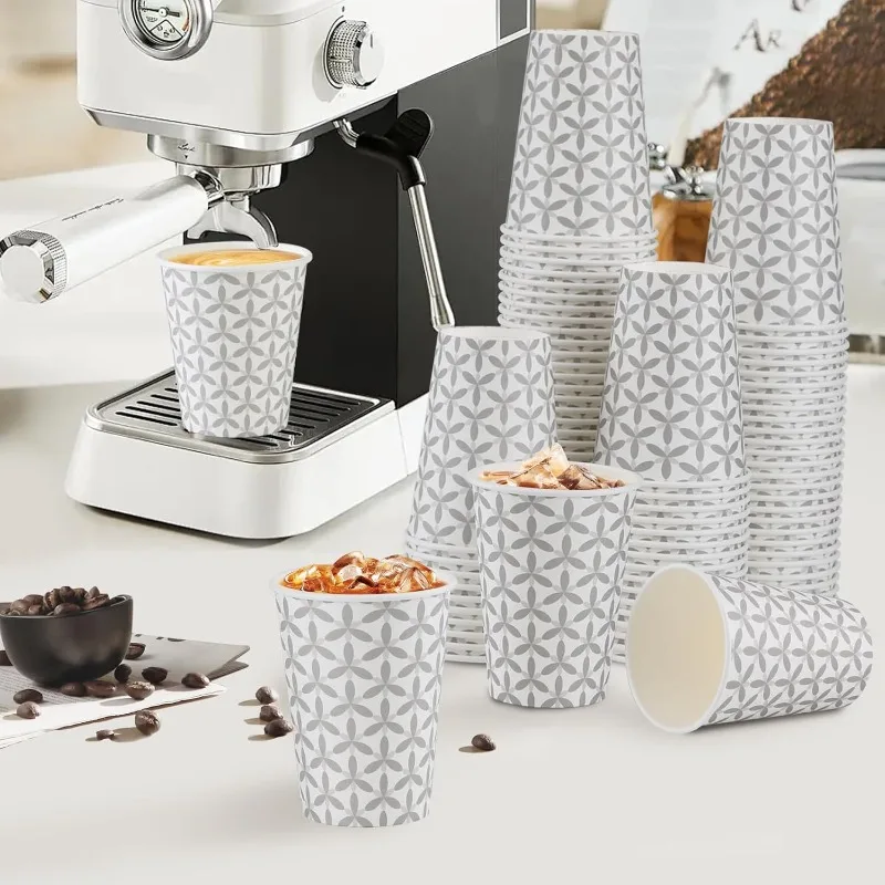 

Кофейные чашки, 500 упаковок, 12 унций, бумажная одноразовая кофейная чашка для горячих и холодных напитков, большие изолированные чашки для воды без крышек