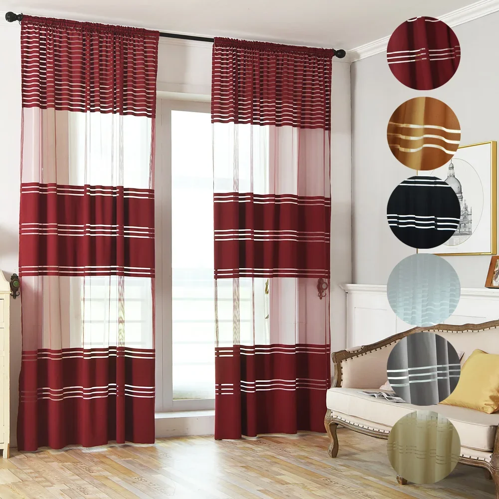 1 Piece Modern Tulle Curtains for Living Room Bedroom Decoration Window Voiles Kitchen Tulle Curtain 1x2.7m Window Curtain