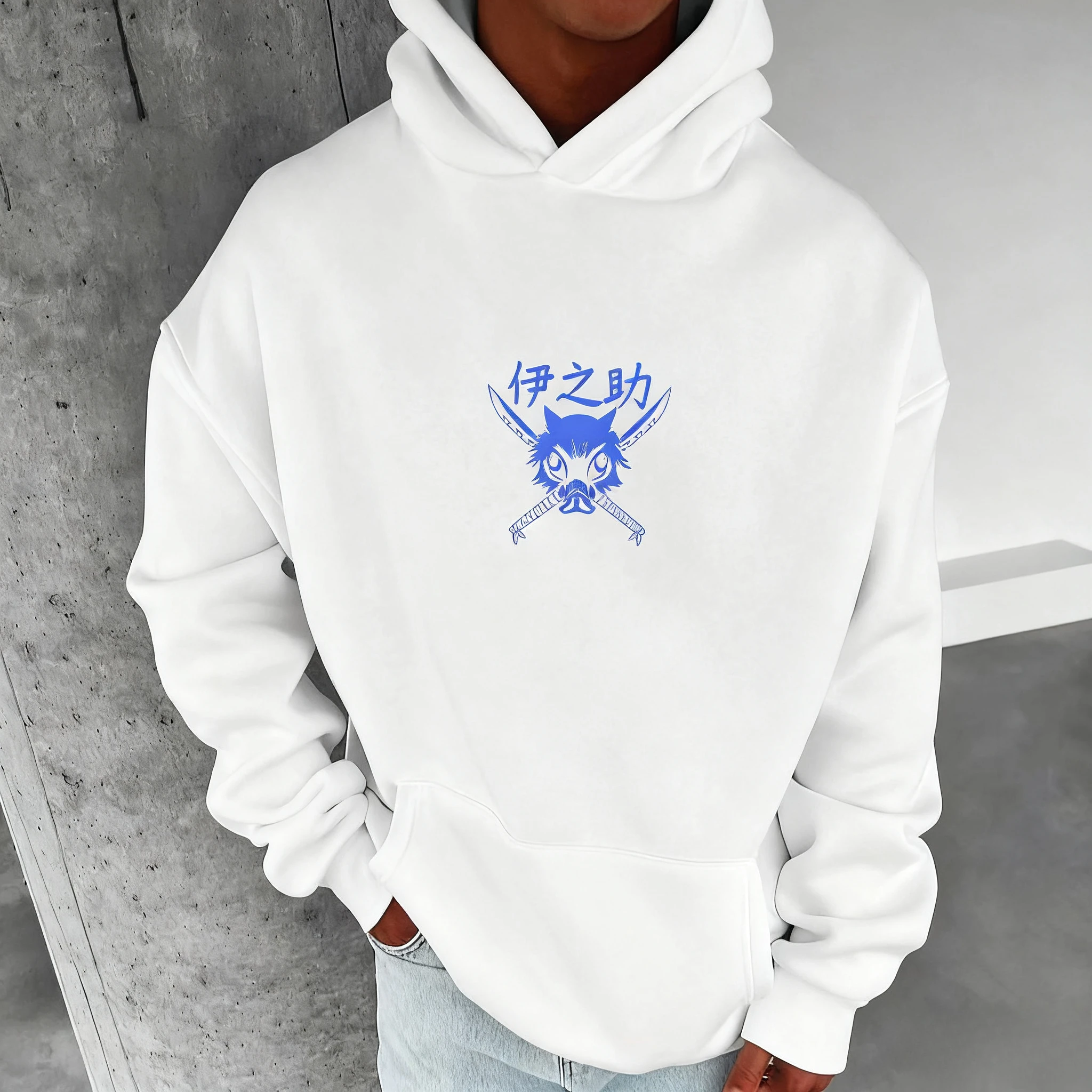 New Unisex Anime Demon Slayer Oversized Hoodie Men Women Pullover Sweatshirt Kimetsu No Yaiba Inosuke Autumn Y2k Tops Streetwear